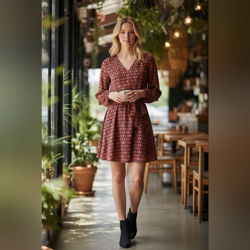 Express Women V-neck Dress Size L